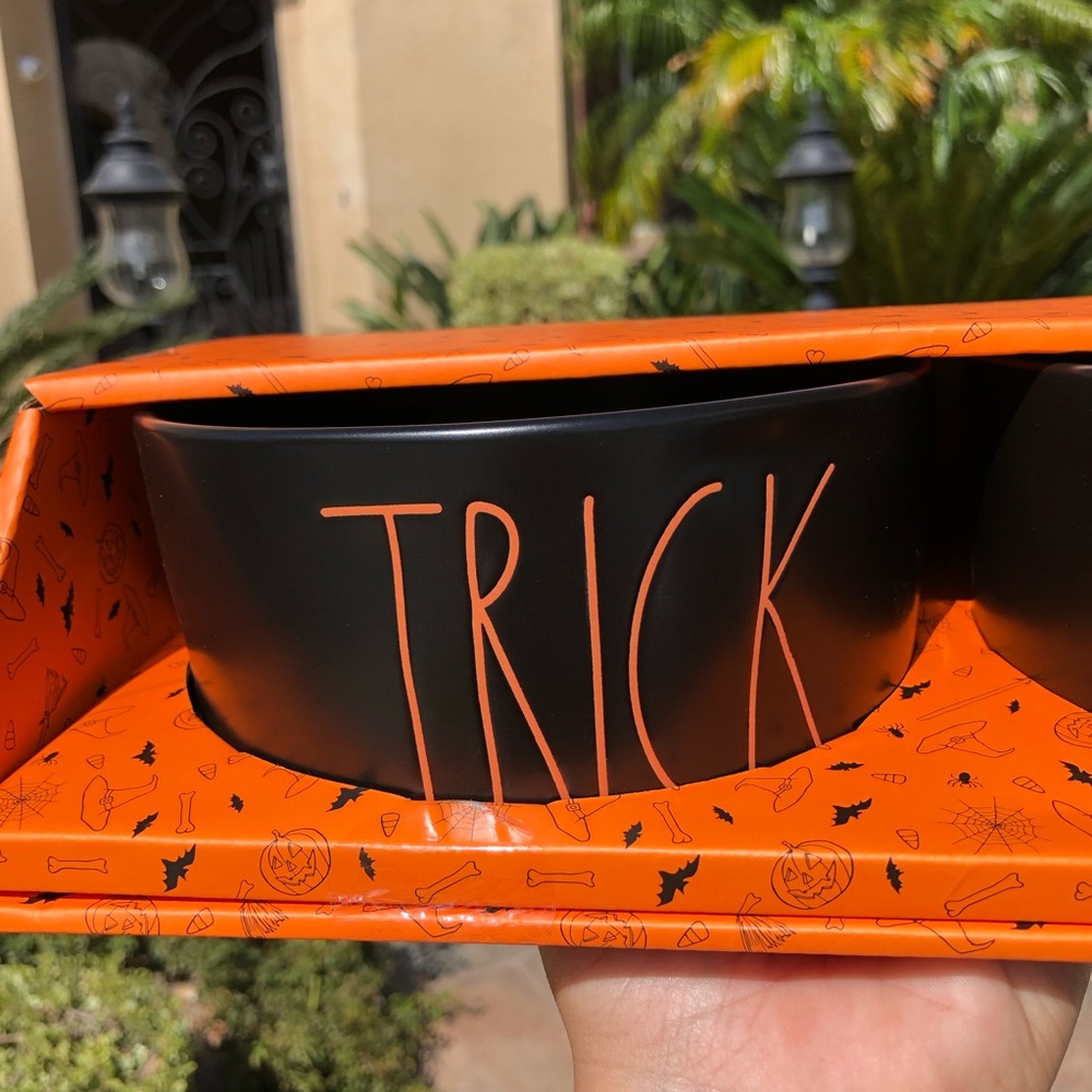 Rae Dunn trick treat Halloween dog bowls - Picture 3 of 5